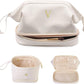 Bridesmaid Gifts for Women, Initial Makeup Bag,Gifts for Girls 12-14 Cosmetic Bag with Makeup Brush Organizer, Large Capacity PU Leather Travel Toiletry Bag, Initial Bags for Women