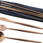 Gugrida Reusable Travel Utensils, 7 Piece Portable 304 Stainless Steel including Knife Fork Spoon Chopsticks Cleaning Brush Straws Portable Pouch, Eco-friendly Camping Silverware Set, Dishwasher Safe
