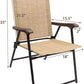 Devoko Patio Folding Chair Deck Sling Chair Camping Garden Pool Beach Using Chairs Space Saving Set of 2 (Beige)