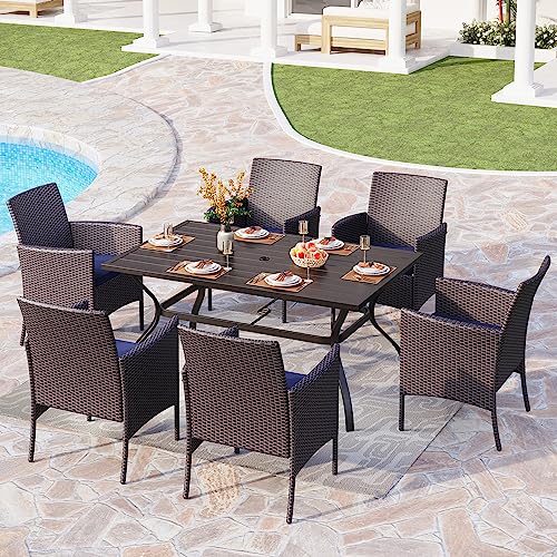 Wicker Patio Dining Chairs Set of 6 with Removable Cushions (6 Count)