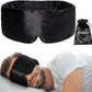 100% Natural Silk Eye Mask for Women Men, Soft Pressureless Cooling Blackout Eye Covers for Sleeping, Large Size Sleep Mask fits All Heads Adjustable, 1PC, Black