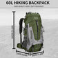 King'sGuard 60L Hiking Backpack Large Waterproof Camping Backpack for Men and Women Lightweight Frameless Backpacking Backpack with Rain Cover (Army Green) - Roamly
