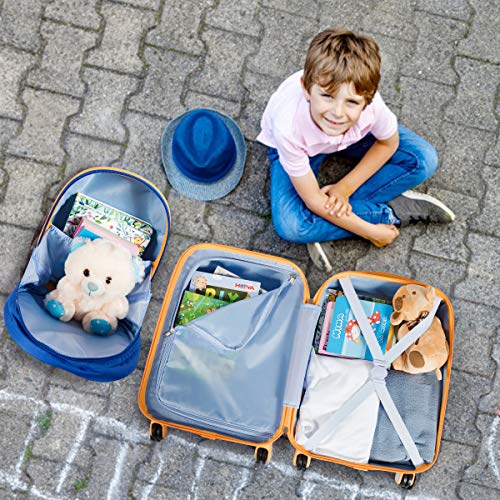 Kids Luggage 12" Toddler Backpack & 18" Travel Suitcase with Wheels (2 Count)