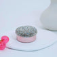 Small Pill Case 3 Compartments, Metal Round Portable Pill Box, Waterproof Travel Pill Organizer, Pocket Purse Medicine Vitamin Holder EDC Container (Rose Gold with Rhinestone)