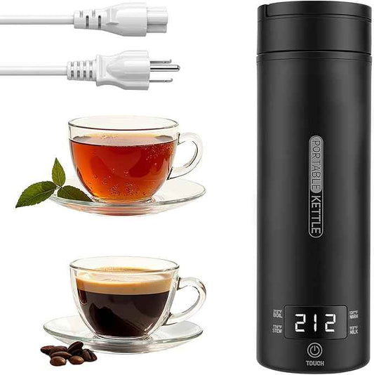 Portable Electric Kettle （120V）, Travel Tea Kettle, 316 Stainless Steel Premium Liner, 4-speed Temperature Adjustment with Auto Shut-off and Boil-Off Protection black