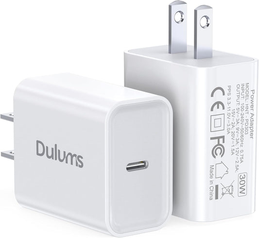 30W USB C Charger, 2 Pack Wall Fast Charger Block Power Adapter Charging Cube Compatible with iPhone 16/Pro/Pro Max/Plus/15/14/13/12, iPad Air, AirPods 4/3/2/Pro, Apple Watch 10/Ultra 2, Galaxy - Roamly