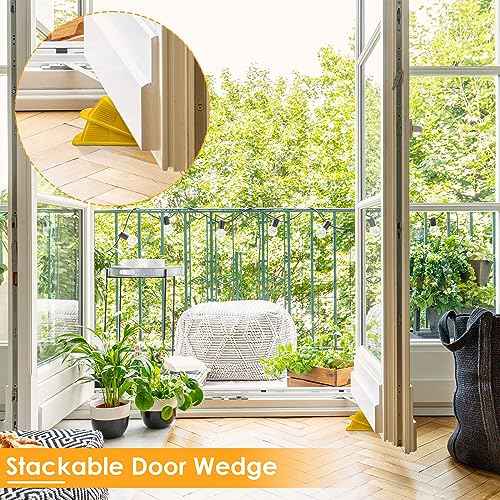 8 Pcs Heavy Duty Rubber Door Stops Wedge Stackable (8 Count)