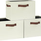 GhvyenntteS Large Fabric Storage Bins with 3 Handles, 15x11x9.6 Inch Storage Baskets for Shelves, Foldable Closet Storage Bins for Shelves, Closet Organizers and Storage Boxes, Beige