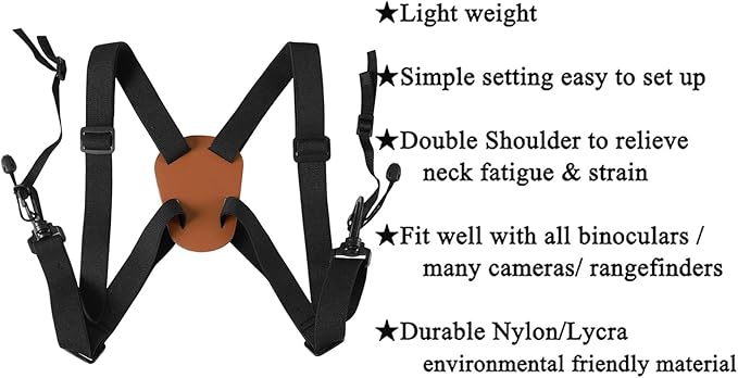 Binocular X-shaped Decompression Harness Strap Elastic Cross Straps Adjustable Binocular Carrier fit for Carrying Binoculars, Cameras, Rangefinders