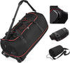 Vomgomfom 32" Soft-Sided Foldable Wheeled Travel Duffel Bag,Expandable 110L to 140L Rolling Cargo Bag with 2 Wheels and Multiple Pockets,Black-red - Roamly