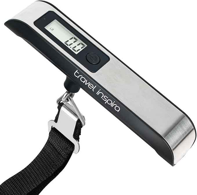 travel inspira Luggage Scale, Portable Digital Hanging Baggage Scale for Travel, Suitcase Weight Scale with Rubber Paint, 110 Pounds, Battery Included