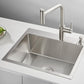 POPFLY 22 Inch Kitchen Sink, 22 x 18 Inch Drop in 18 Gauge Stainless Steel Single Bowl Laundry Sinks 2 Holes Top mount Handmade Utility Small Bar Deep Sink, Brushed
