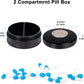 2 Compartment Metal Pill Box - Waterproof Aluminium Travel Pill Case Daily Purse Pocket Medicine Container, Portable Pill Organizer Holder for Medication, Vitamins, Fish Oils