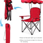 Goplus Camping Chair with Canopy Shade, Folding Lawn Chair with Umbrella Cup Holder & Carry Bag, Portable Sunshade Chair for Adults for Beach Outdoor Travel Hiking Fishing (Red)