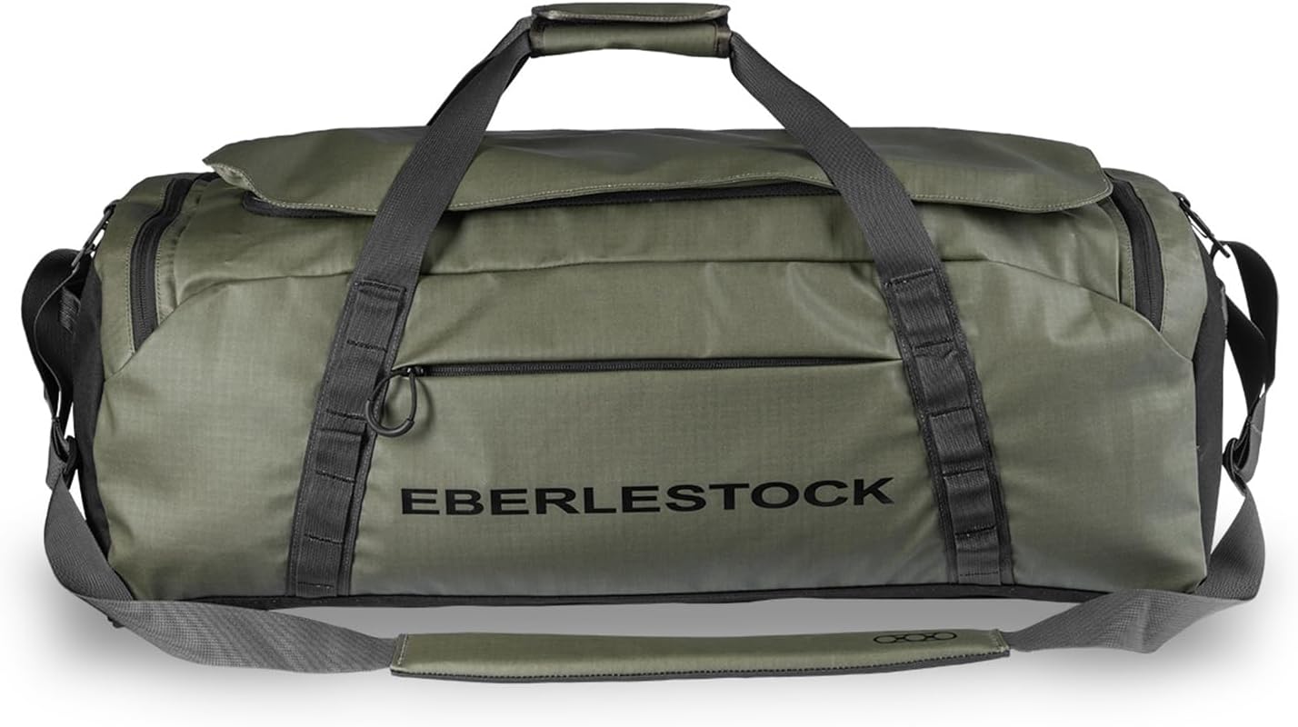 Eberlestock Hyllus Duffel Bag for Men - Durable, Water-Resistant, Small Men's Duffle Bag with Zipper Pockets, Ideal for Travel & Gym, Tactical Gear Bag, Hunting, Fishing, Camping - Military Green, 65L - Roamly