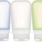 humangear GoToob+ 3-Pack (Medium) | Refillable Silicone Travel Bottle | Locking Lid | Food-Safe Material, Clear/Green/Blue, Medium (2.5 fl.oz.; 74ml)