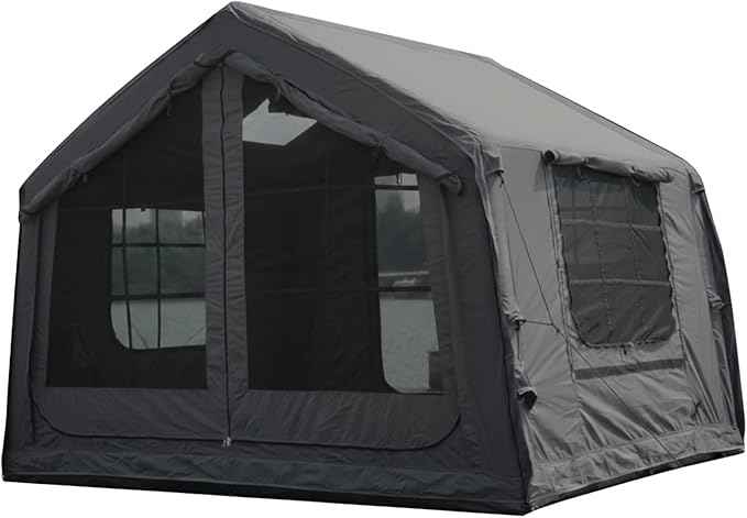 Cotton Inflatable Camping Tent, 2-4 Person, Windproof Glamping Design with Skylight, Instant Setup (2~4person(10.2'L X 8'W X 7'H)-Green)