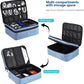 Travel Electronics Organizer, Waterproof Cable Organizer Bag for Electronic Accessories Double Layer Large Shockproof Cable Storage Bag for Cord, Power Bank, Tablet(Up to iPad 11 inch) - Denim blue