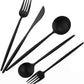 Matte Balck Silverware Set,Gugrida 5-Piece 18/10 Stainless Steel Satin Finish Flatware Set,Kitchen Utensil Set,Tableware Travel Cutlery Set for Camping Office or School Lunch, Dishwasher Safe