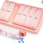 Weekly Pill Organizer 2 Times a Day, KOVIUU Large Travel Pill Box 7 Day, Am Pm Twice Daily Pill Case with Rotatable Handle, Pill Holder Container for Vitamin, Medicine, Supplement, Fish Oil, Pink