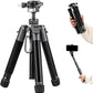 Fotopro Mini Tripod, 60" Lightweight Compact Travel Tripod with 360 Degree Ball Head Phone Mount Detachable Selfie Stick, Camera Phone Tripod Max Load up to 8.8 lbs, Free-1 Grey