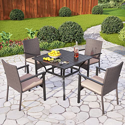 Wicker Patio Dining Chairs Set of 2 with Removable Cushions (2 Count)