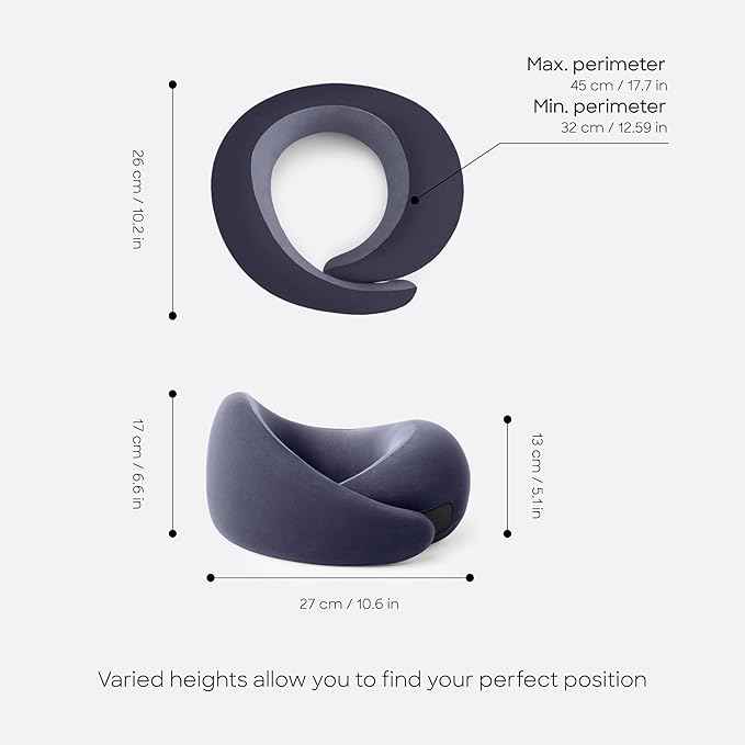 Ostrichpillow Go Neck Pillow, Travel Pillows for Airplanes, Premium Memory Foam Travel Pillow, 360º Ergonomic Design, Asymmetrical Sides, Travel Bag Included, Washable Modal Cover