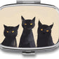 Metal 2 Compartment Pill Organizer Travel Friendly Portable Compact Pill Box Cute Pill Case to Hold Vitamins,Fish Oil,Supplements,Meds,Tablet for Purse,Pocket. (Three Cats)