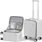 mixi 17x14x9 Carry On Luggage Underseat PC Hard Shell Suitcase Top Opening Aluminum Frame Travel Suitcases with Wheels, Smoke White