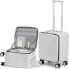 mixi 17x14x9 Carry On Luggage Underseat PC Hard Shell Suitcase Top Opening Aluminum Frame Travel Suitcases with Wheels, Smoke White