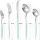 Matte Green Silver Silverware Set, 20-Piece Stainless Steel Flatware Set, Satin Finish tableware Cutlery Set, Service for 4, Home and Restaurant, Dishwasher Safe