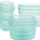 Zip Top Reusable Food Storage Bags | Full Set of 8 [Teal] | Silicone Meal Prep Container | Microwave, Dishwasher and Freezer Safe | Made in the USA
