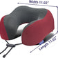 napfun Neck Pillow for Traveling, Upgraded Travel Neck Pillow for Airplane 100% Pure Memory Foam Travel Pillow for Flight Headrest Sleep, Portable Plane Accessories, Wine-Red Set, Medium (120-200LB)