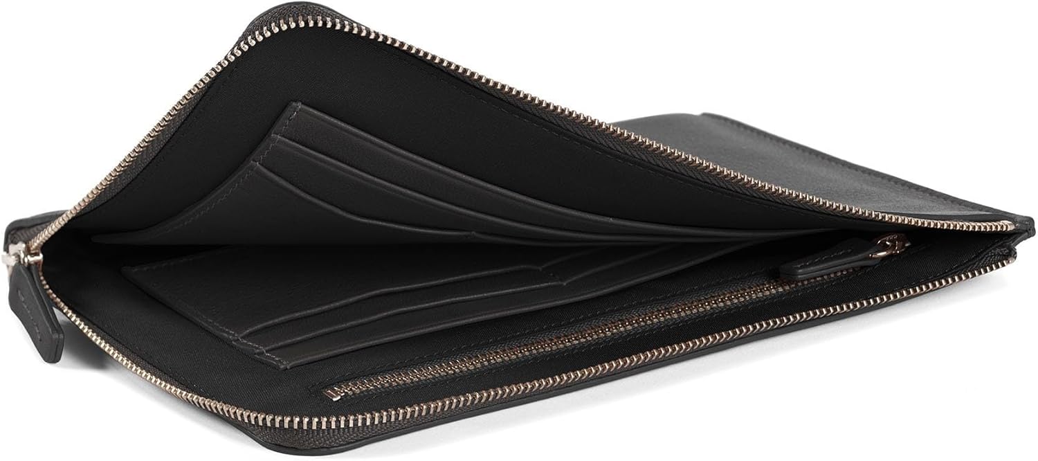 Leatherology RFID Black Onyx Slim Zip Travel Wallet - Compact and lightweight, Versatile storage, Zip closure - Roamly