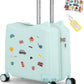 20" Ride-On Travel Suitcase for Kids, Cute Ear Toddler Carry on Luggage with Spinner Wheels, Children Rolling Trolly Luggage with Combination Lock (Green)