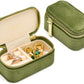 Small Travel Jewelry Case, Mini Tiny Plush Velvet Jewelry Box for Women and Girls, Pocket Size Jewelry holder organizer for Rings Earrings and Small Items(Avocado Green)