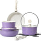 15Pcs Pots and Pans Set Non Stick, Cookware Sets with Detachable Handle, Nonstick RV Kitchen Cooking Tools Removable Handles, Oven Safe, Induction Fast, Stackable Induction Cookware, Purple