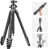 NEEWER LITETRIP LT38 61" Travel Tripod Carbon Fiber for Camera, 360° Pan Tilt Low Profile Ball Head, Flexible Center Axis, Arca QR Plate Compatible with Peak Design Tripod Clip V3, Max Load 22lb