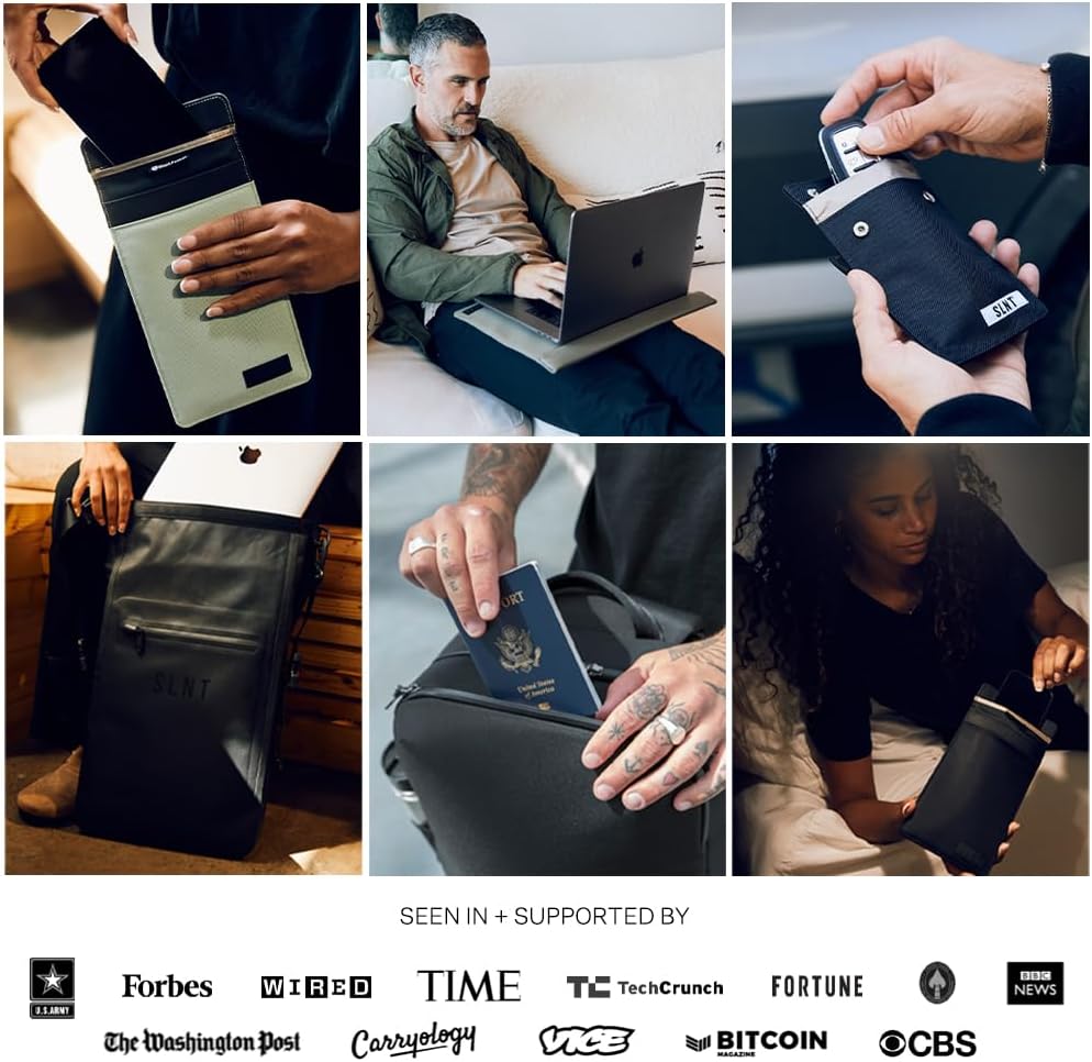 SLNT Waterproof Faraday Dry Bag - 420D Waterproof Nylon Signal Blocking Backpack - Protects Electronics from Water, Spying, Hacking - Blocks RFID, WiFi, Bluetooth, NFC, Cellular, GPS, EMF (5 Liter)