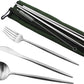 Gugrida Reusable Travel Utensils, 7 Pieces Portable 18/10 Stainless Steel include Knife Fork Spoon Chopsticks Cleaning Brush Straws Portable Pouch, Eco-friendly Camping Silverware Set, Dishwasher Safe