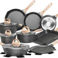 JEETEE Pots and Pans Set Non Stick 23pcs, Healthy Kitchen Cookware Sets, Induction Cooking Set W/Gray Frying Pans, Saucepans, Sauté & Griddle & Crepe Pan (PFOA, PFAS Free)
