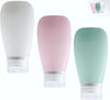 Travel Bottles for Toiletries, TSA Approved 3oz Leak Proof Silicone Refillable Squeeze Travel Size Containers BPA Free Air Travel for Shampoo, Lotions, 3-pk (Pink-White-Teal)