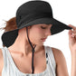 Rosoz Ponytail Sun Bucket Hats for Women UV Protection Foldable Mesh Wide Brim Hiking Beach Fishing Summer Safari