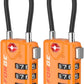 TSA Approved Cable Luggage Locks, Re-settable Combination with Alloy Body, Orange 2 Locks.