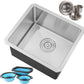 17 in. x 15 in. x 9 in. 16-Gauge Stainless Steel Undermount Single Bowl Bar Prep Kitchen Sink with Collapsible Colander Set and Strainer