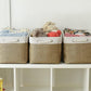 TheWarmHome Organization and Storage Basket for Gifts Empty - 16x12x12 inch Cube Storage bin 3 Pack Fabric Storage Cubes, Collapsible Baskets for Organizer Closet Cloth Gift Toy (White & Khaki)