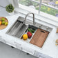 33 Inch Drop In Waterfall Kitchen Sink Workstation-Bokaiya 33x19 Drop In Kitchen Sink with Faucet Combo Stainless Steel Waterfall Sink Top Mount 16 Gauge 10" Deep Single Bowl Kitchen Sinks