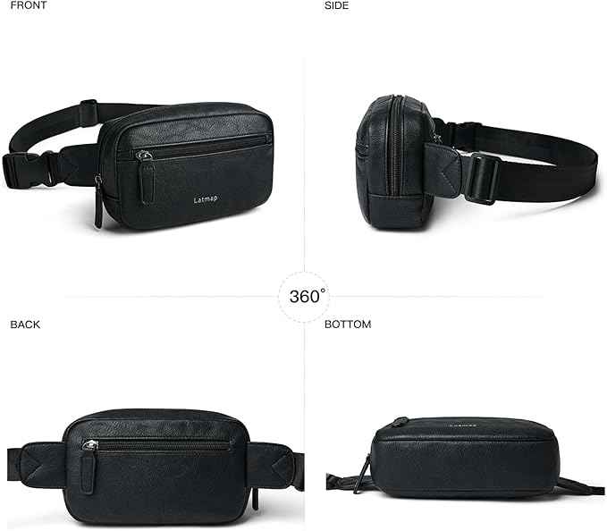 2L Fanny Packs Everywhere Belt Bag Small Fashion Crossbody Waist Pack Faux Leather Waterproof Sling Chest Bag For Women Trendy Black