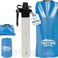 Tactiko Survival 20oz/600ml Purifying Water Bottle Filter Kit - Filter 265 Gal. Water from Rivers, Lakes & Streams - SGS Certified - UF Membrane, Activated Carbon - Camping, Hiking, Emergency (Blue)