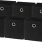 SIMPLE HOUSEWARE 11-Inch Collapsible Fabric Cube Storage Bin with Handles, Printed Design, 6 Pack, Black